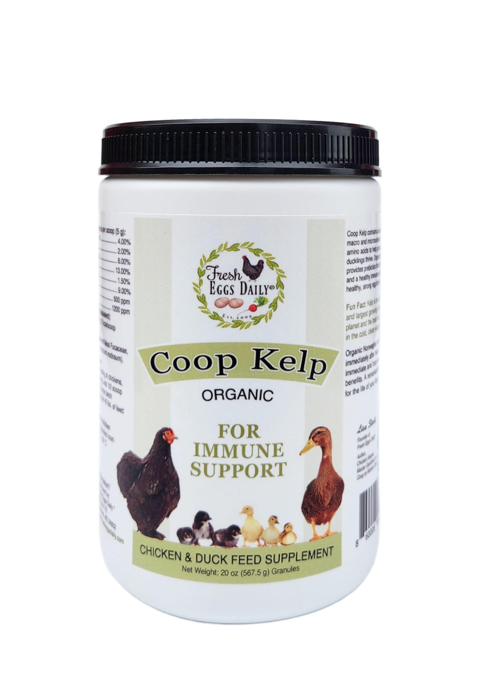 Fresh Eggs Daily coop-kelp-feed orgánico en envase de 20oz para aves de corral