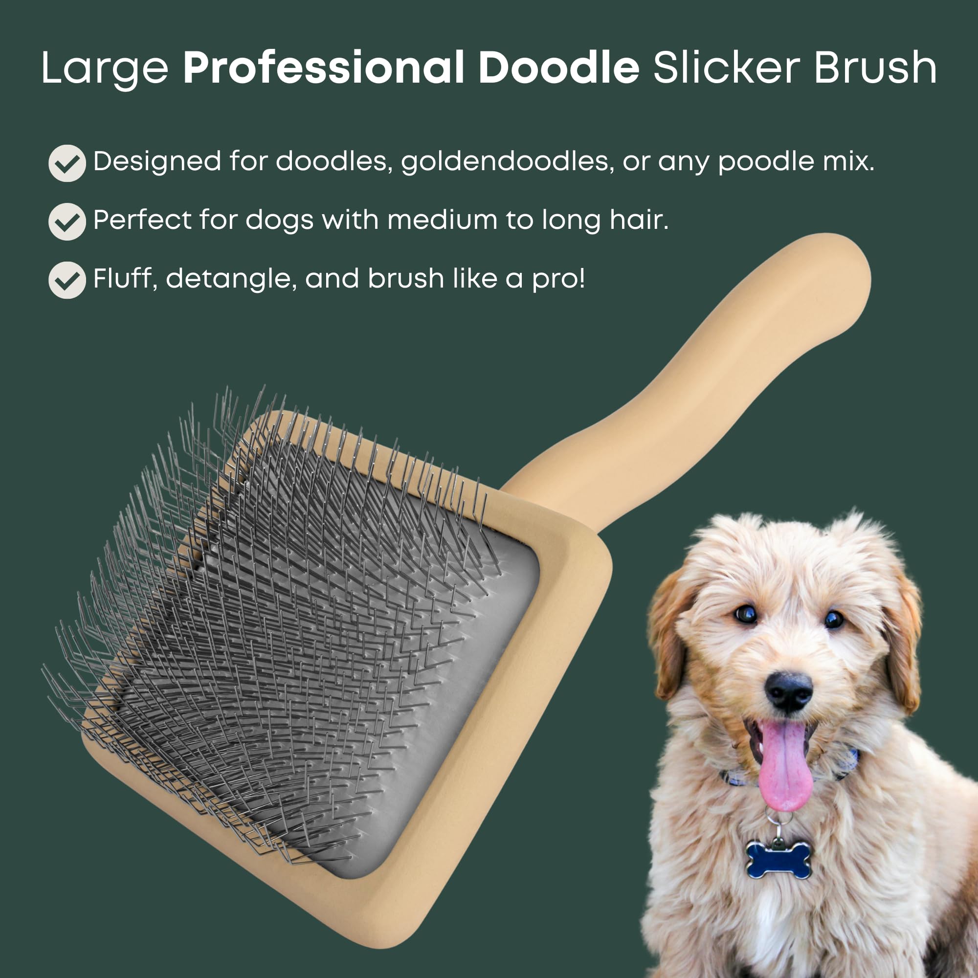 Freshly Bailey Doodle Slicker con pines largos deshace nudos profundos.