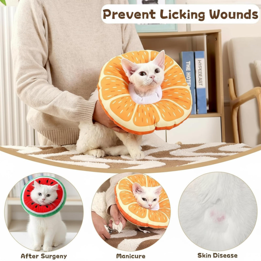 Frienda collar cono gato ajustable, se adapta a diferentes tamaños para mayor comodidad.
