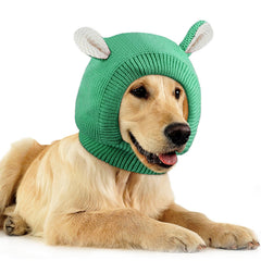 Frienda Quiet Ears, vista frontal de orejeras tejidas para perros
