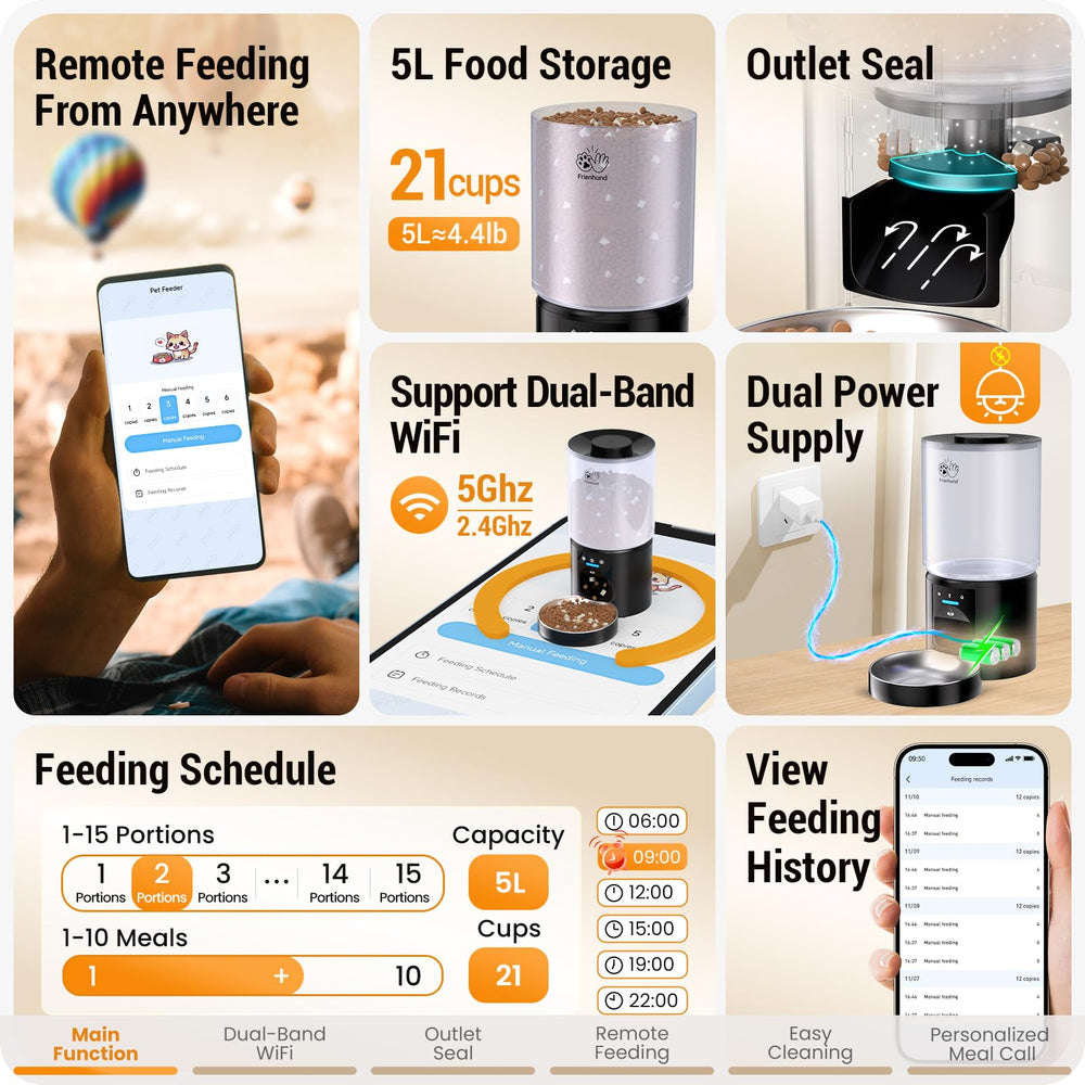 Frienhund alimentador gato con wifi de doble banda estable
