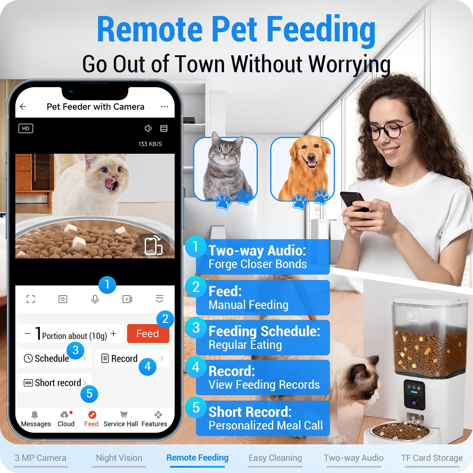 Frienhund alimentador gatos conectividad doble monitoreo estable desde tu móvil