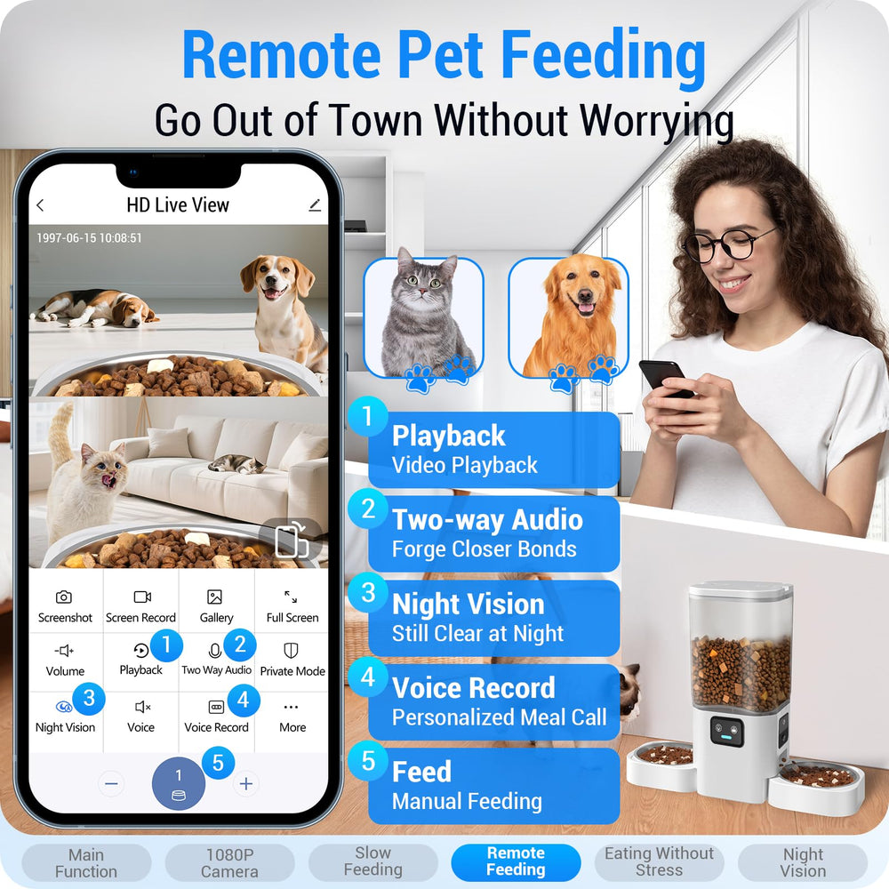 Frienhund control remoto desde la app para alimentar cuando estás fuera.