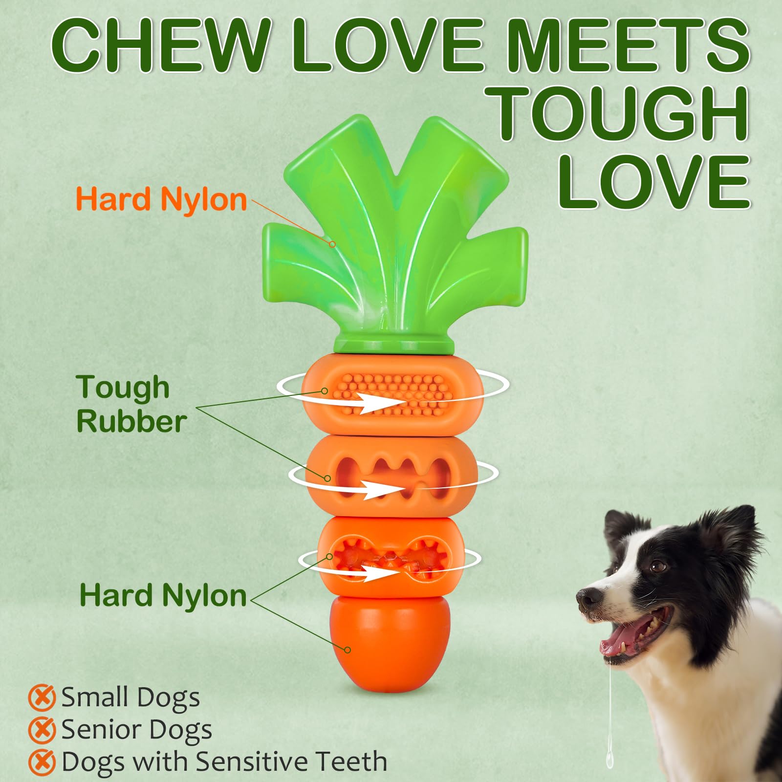 Frienhund superficie texturada para limpieza dental suave y masaje de encías.