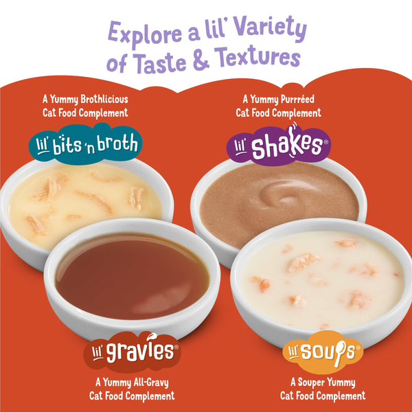 Friskies Lil' Gravies textura suave ideal como cobertura para comida seca