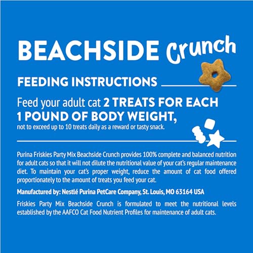 Friskies Party Mix Beachside Crunch, presentación en paquetes 6 oz para frescura.