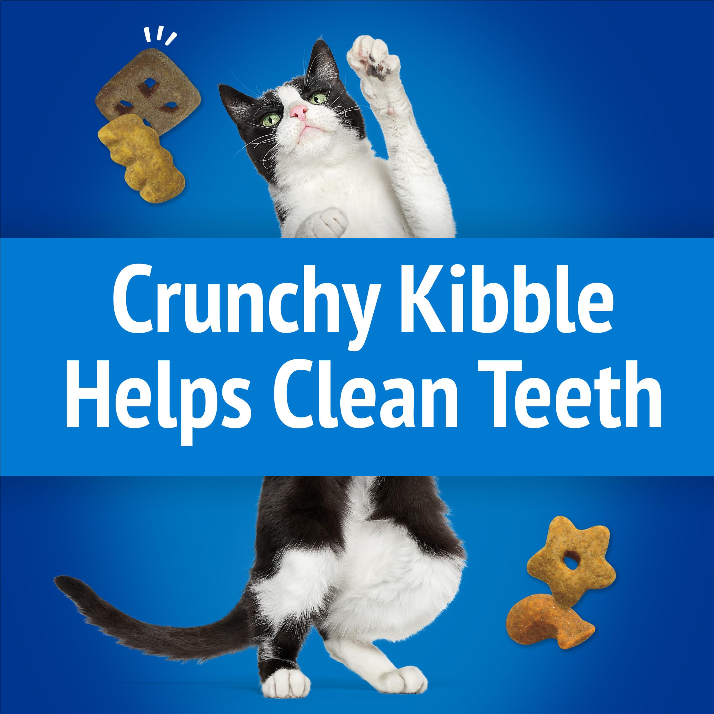 Friskies Party Mix Beachside Crunch, formas divertidas que capturan la atención del gato.