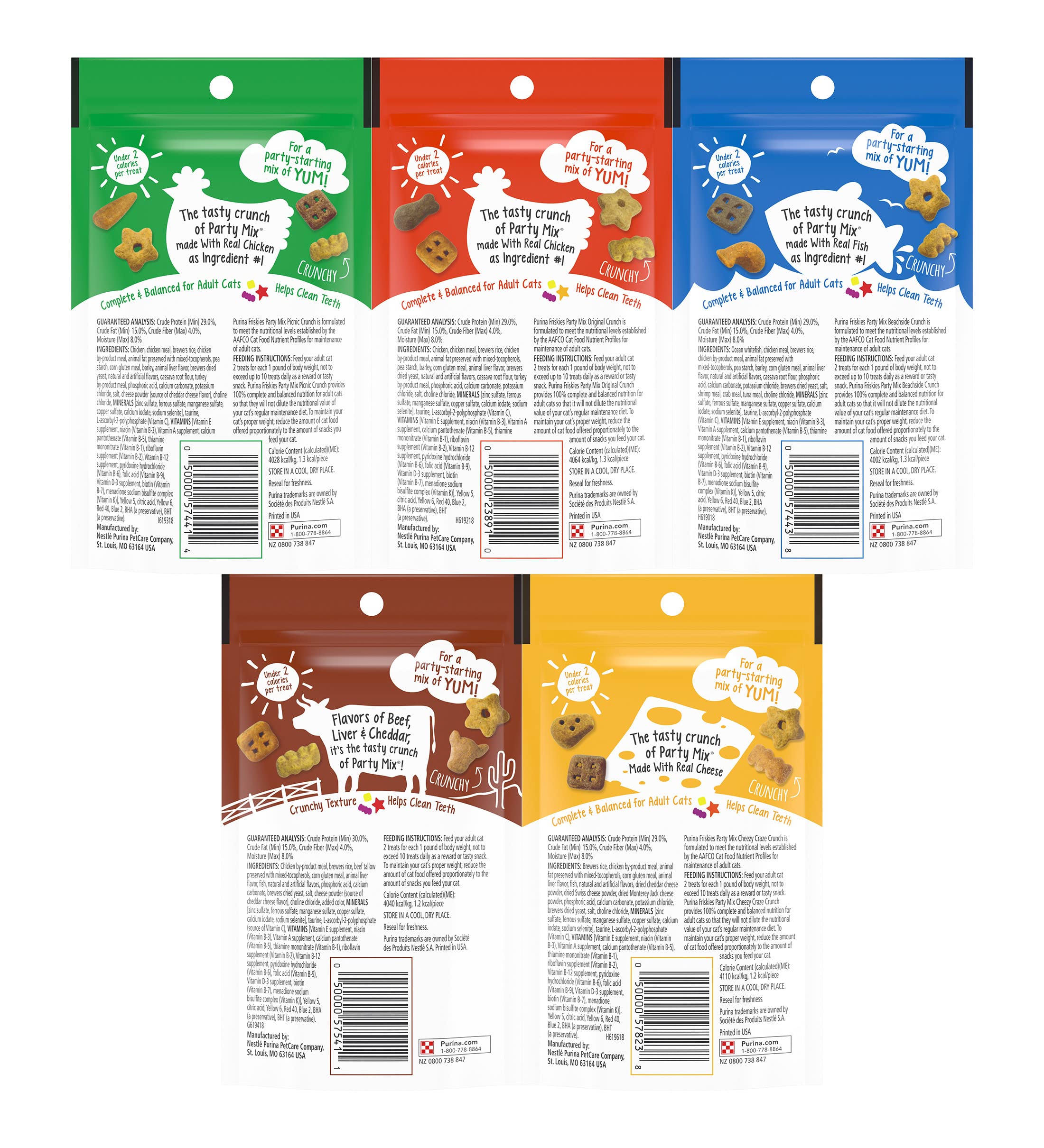 Friskies Party Mix Crunch Cheezy Craze: trozos crujientes con sabor intenso para gatos curiosos.