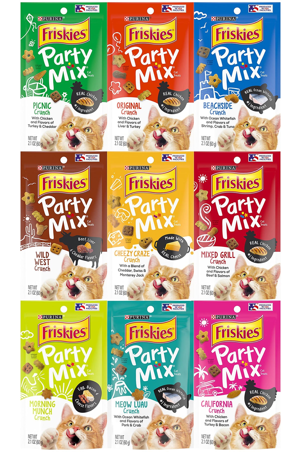 Friskies Party Mix Crunch Wild West: trozos crujientes para juego diario y limpieza dental suave.