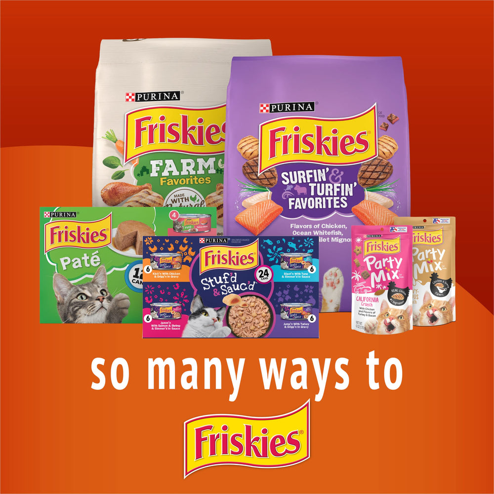 Friskies Playfuls pack-6-bolsas: conveniencia para compartir momentos divertidos.