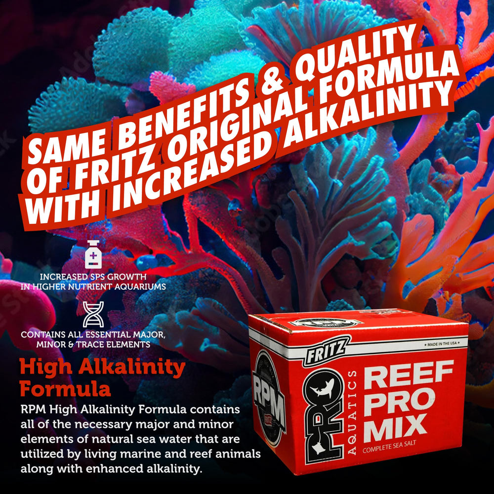 FritzPRO RPM High Alk bolsa roja mostrando la mezcla para acuarios marinos