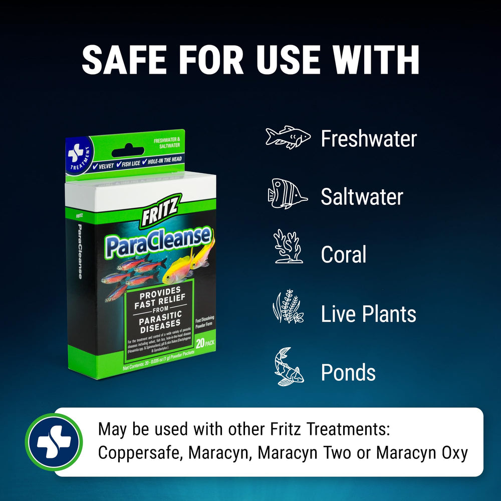 Fritz Aquatics Paracleanse: tratamiento seguro para peces activos.