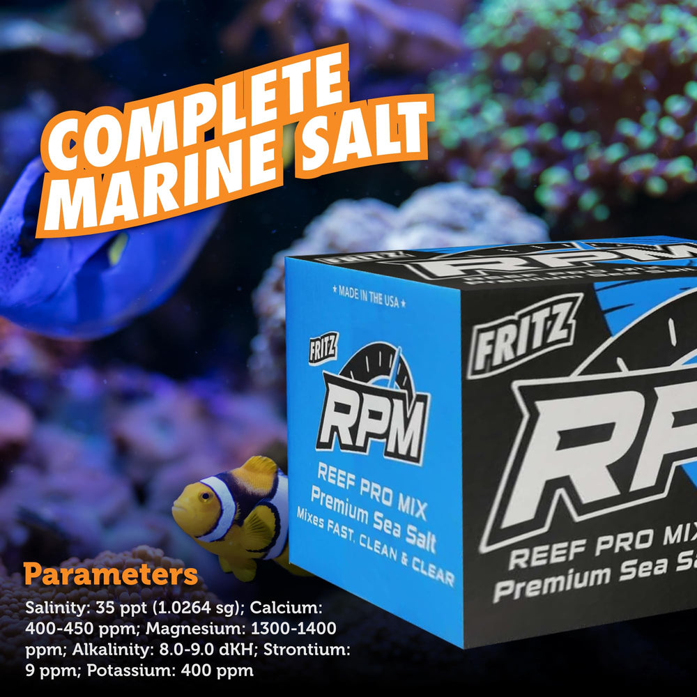 Calcio, magnesio y potasio optimizados en Fritz Aquatics Reef Pro Mix.