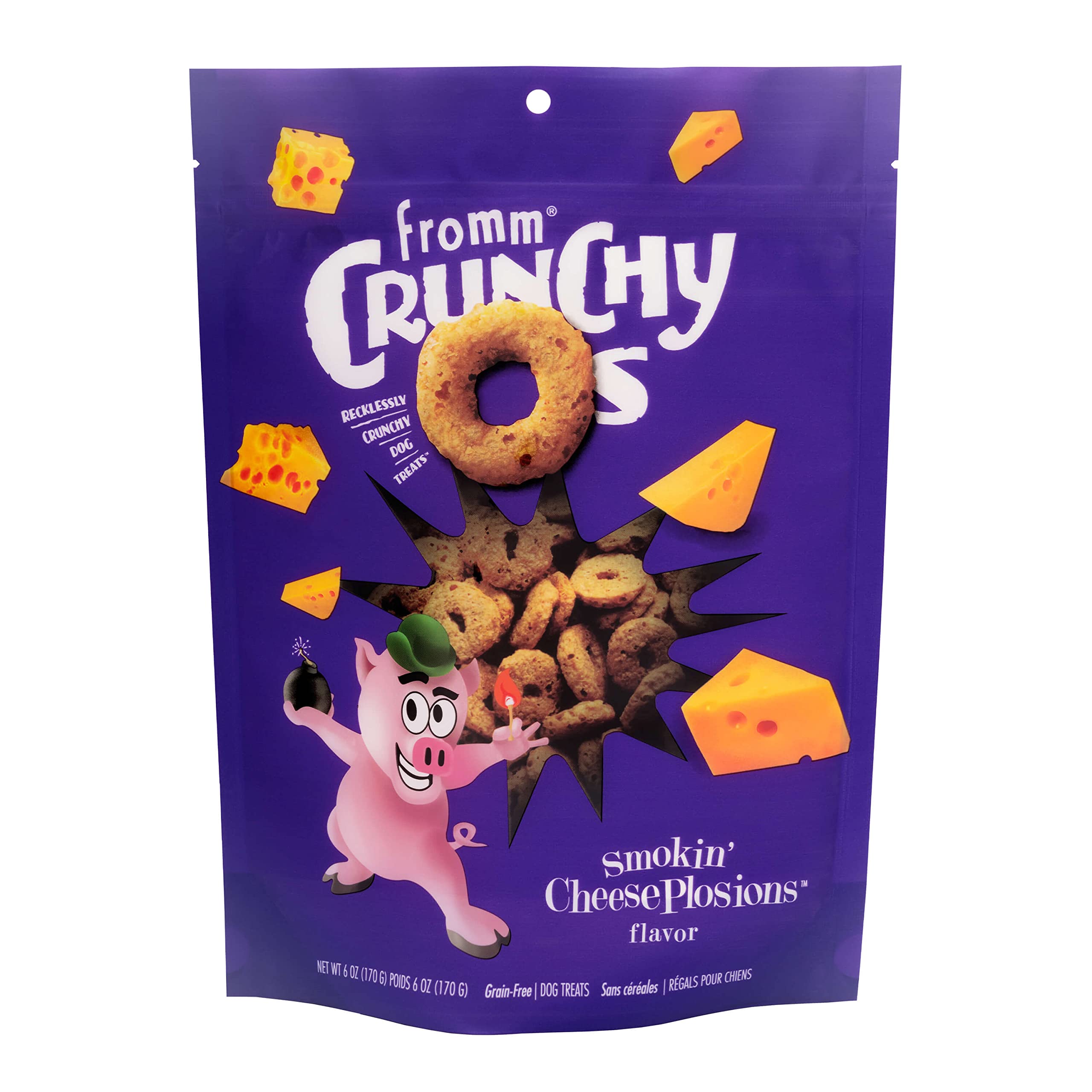 Fromm Crunchy Os Smokin' CheesePlosions, bolsa de 6 oz, premio crujiente para su perro