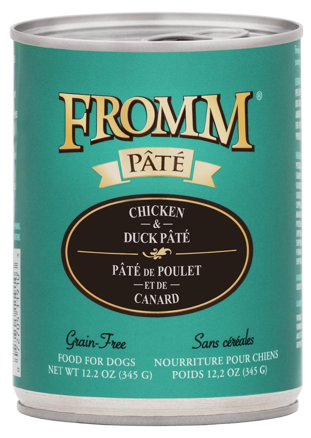 Fromm Pate Pollo Pato en latas, opción deliciosa y práctica para perros.