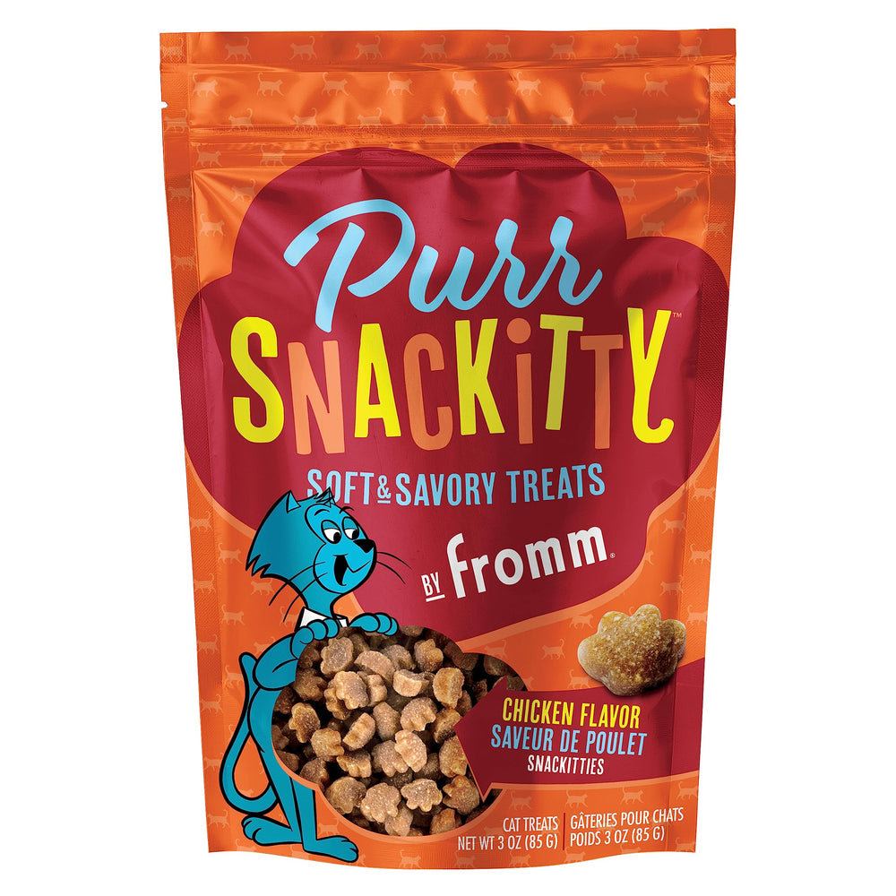 Fromm PurrSnackitty, paquete frontal, bocaditos suaves de pollo para premiar a tu gato