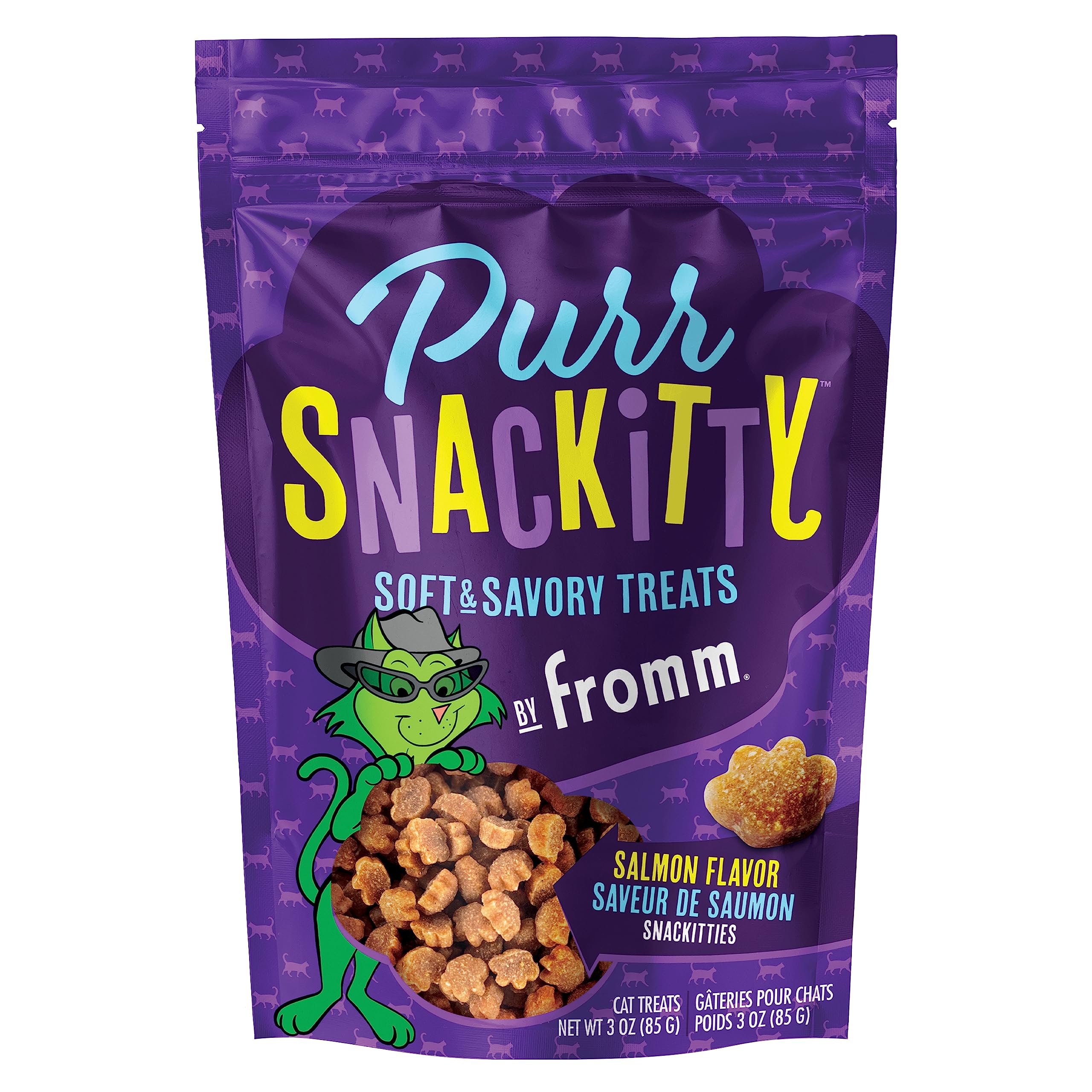 Fromm PurrSnackitty recompensas para gatos con salmón en bolsa de 3oz, premio diario.