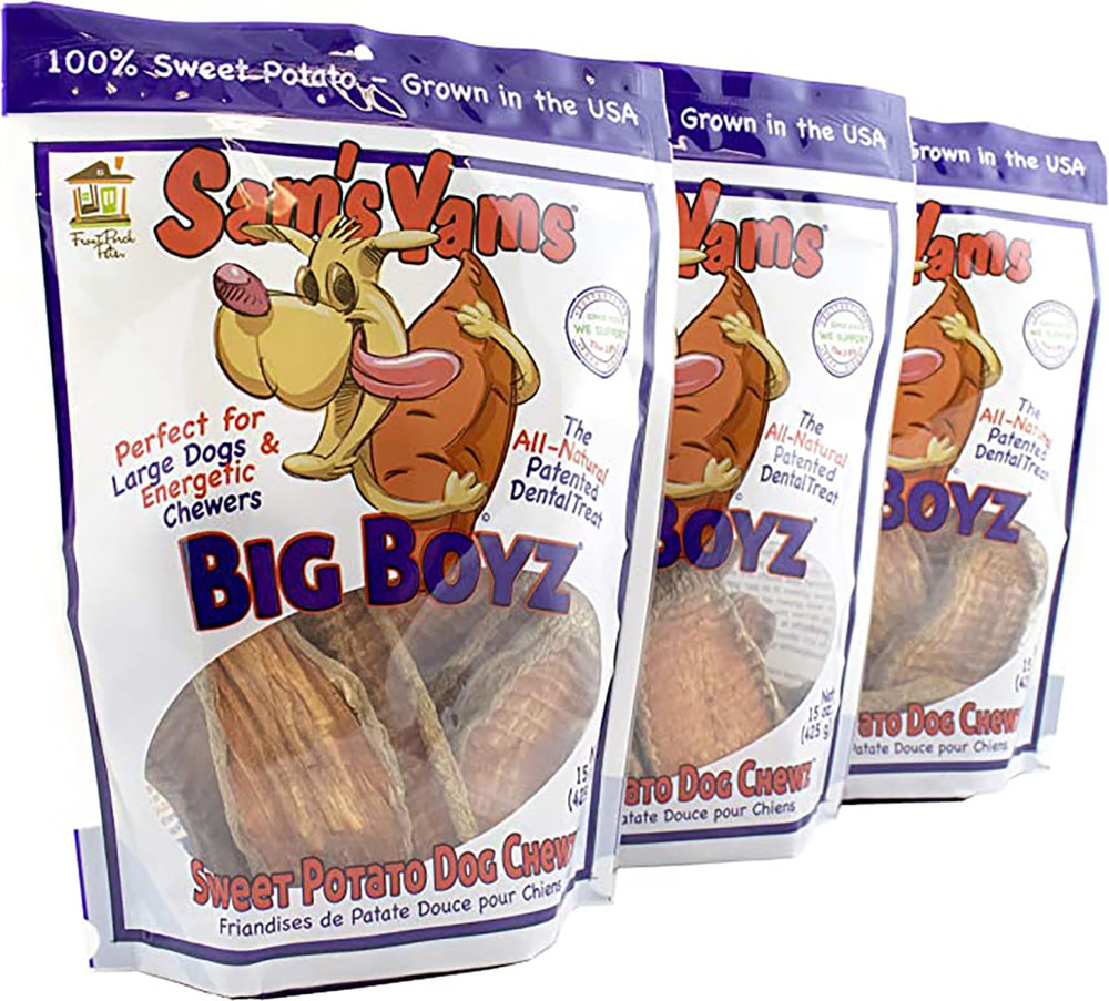 Front Porch Pets Sams Yams Big Boyz: paquete de masticables de camote para perros grandes