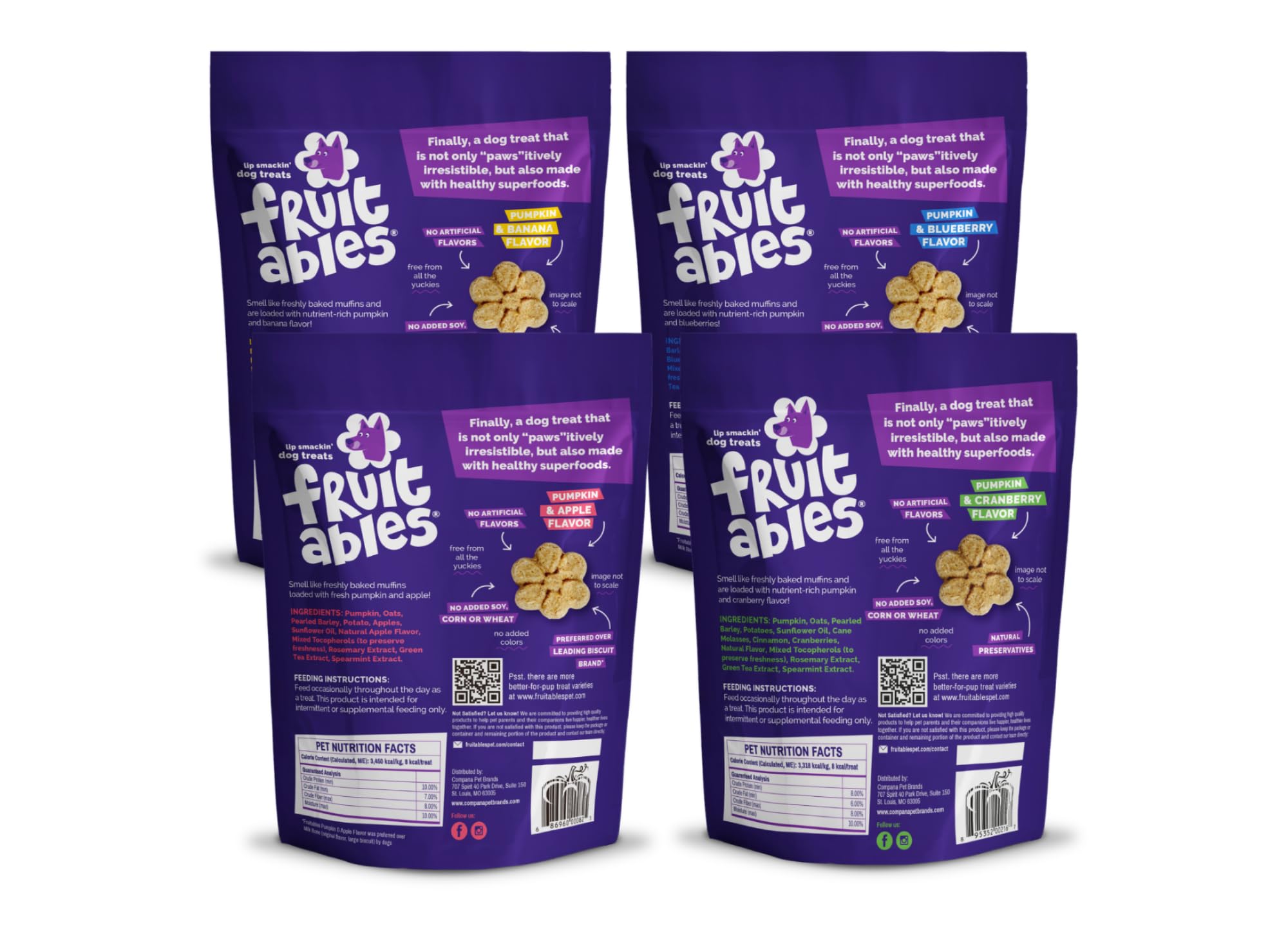 Fruitables Pumpkin Banana 7oz: sabor suave para masticar y disfrutar por perros.