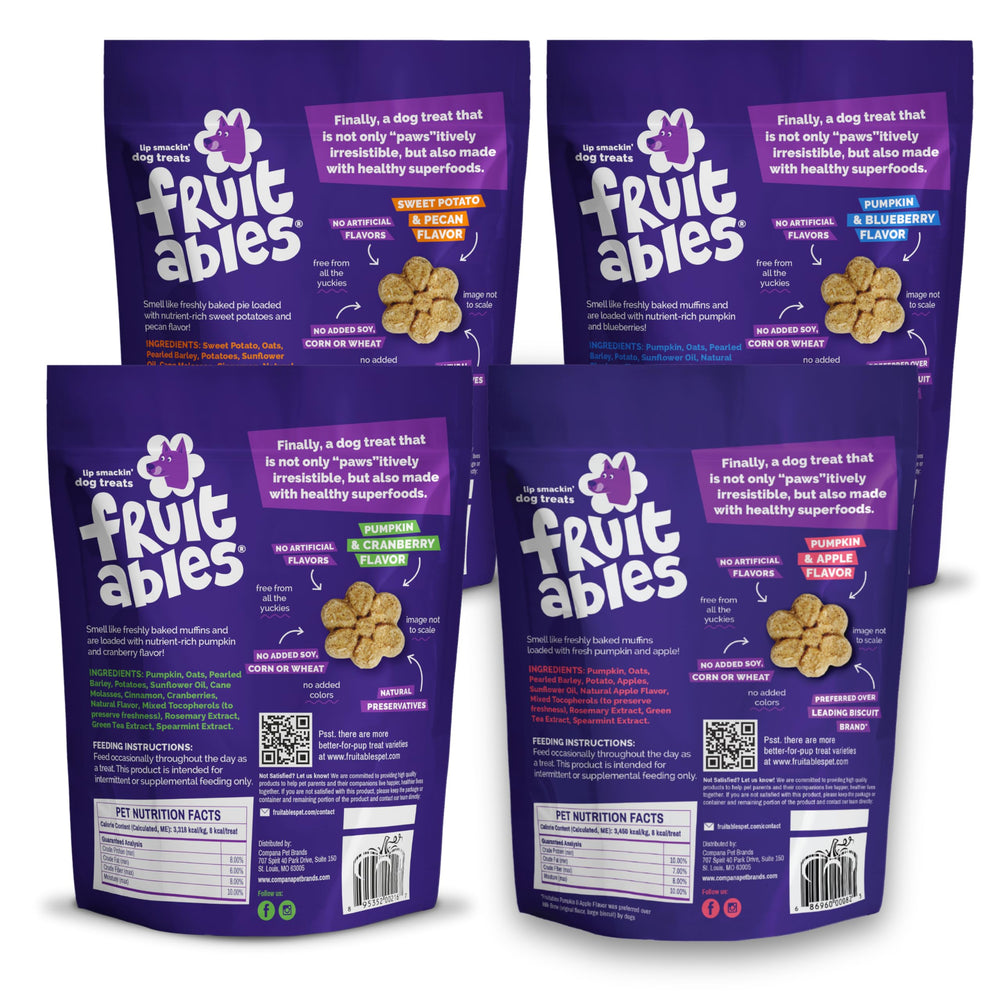 Galletas Fruitables calabaza y arándano, sabor natural para perros.