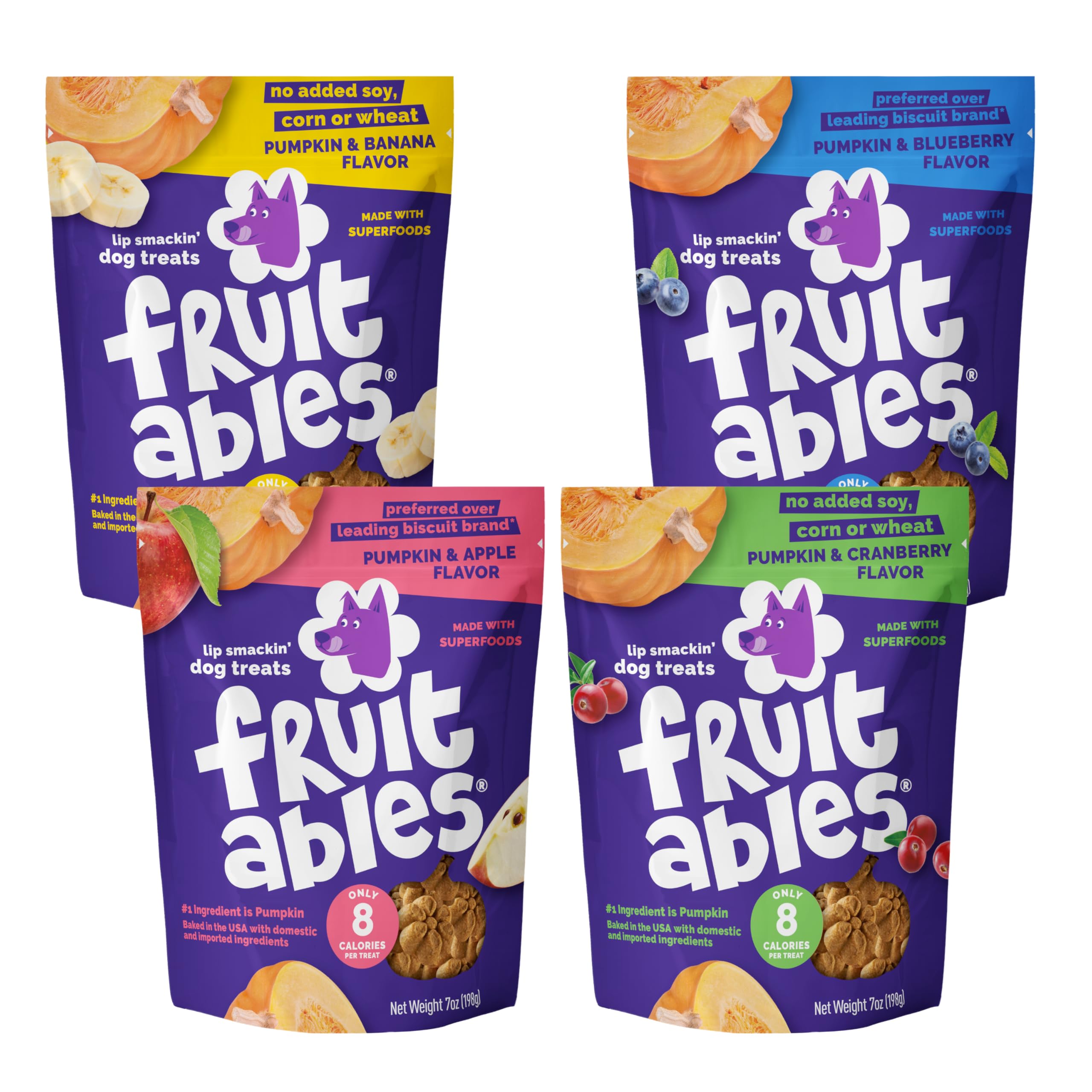 Fruitables galletas para perros crujientes Calabaza y Manzana, ideal para premiar durante entrenamiento