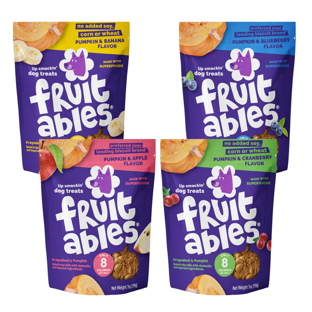 Fruitables galletas para perros crujientes Calabaza y Manzana, ideal para premiar durante entrenamiento