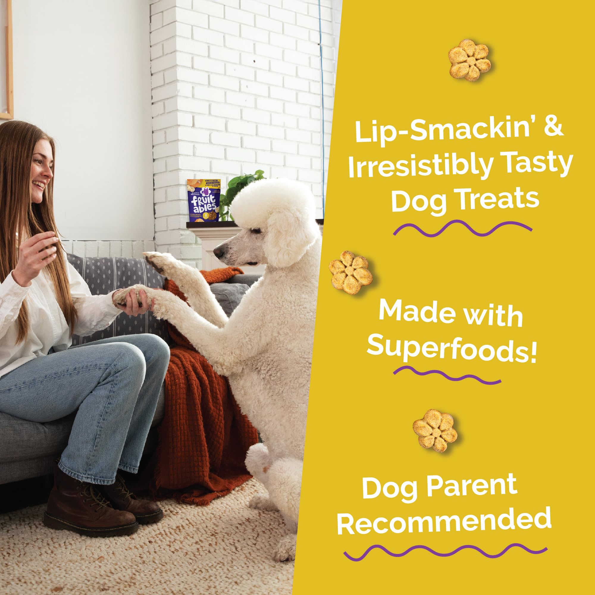 Fruitables galletas para perros, variedad Calabaza, Manzana, Banana y Arándano, opción de degustación equilibrada