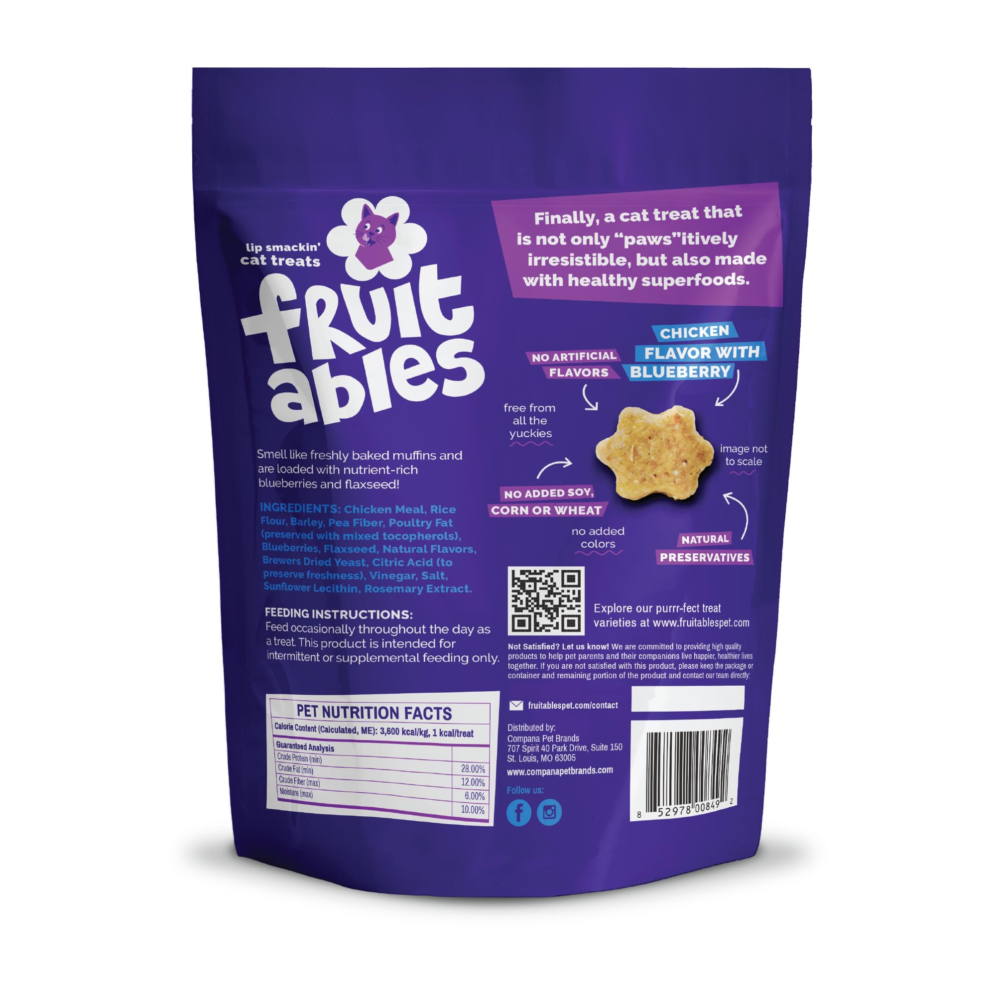 Fruitables placer crujiente para gato, snack diario ligero.