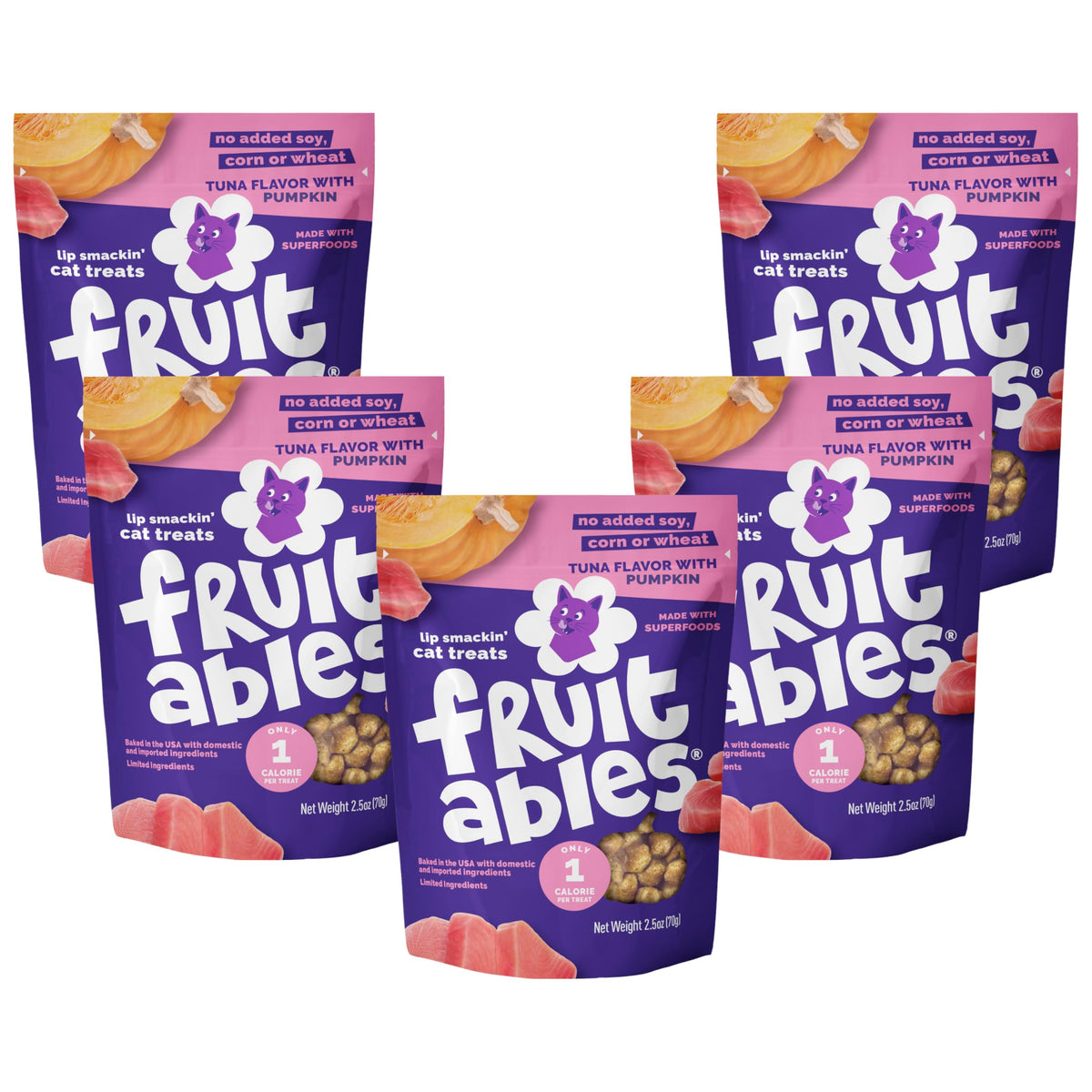 Golosinas de Fruitables para gatos con atún y calabaza, crujientes