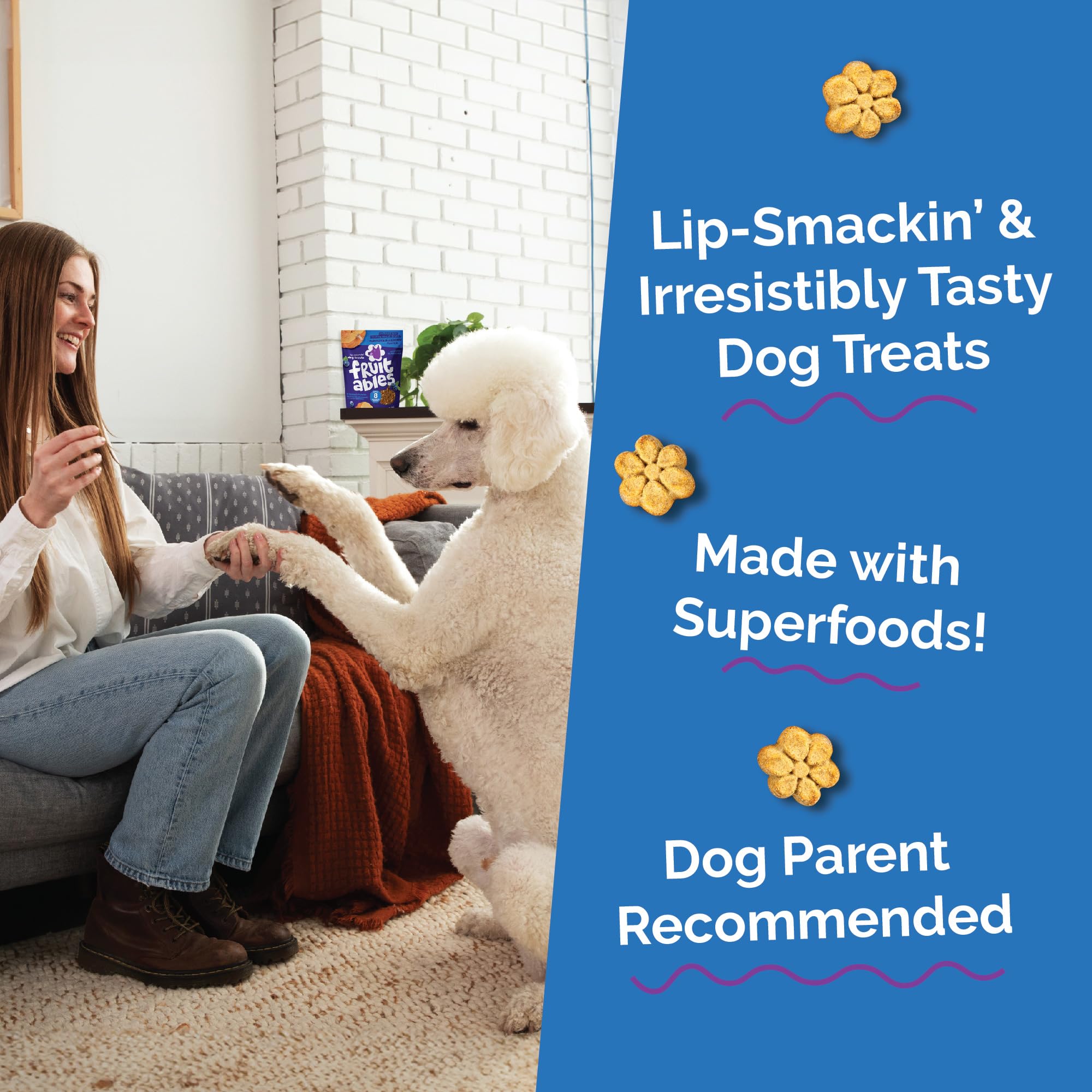 Fruitables Skinny Mini aroma irresistible, incentivando perros exigentes a participar.