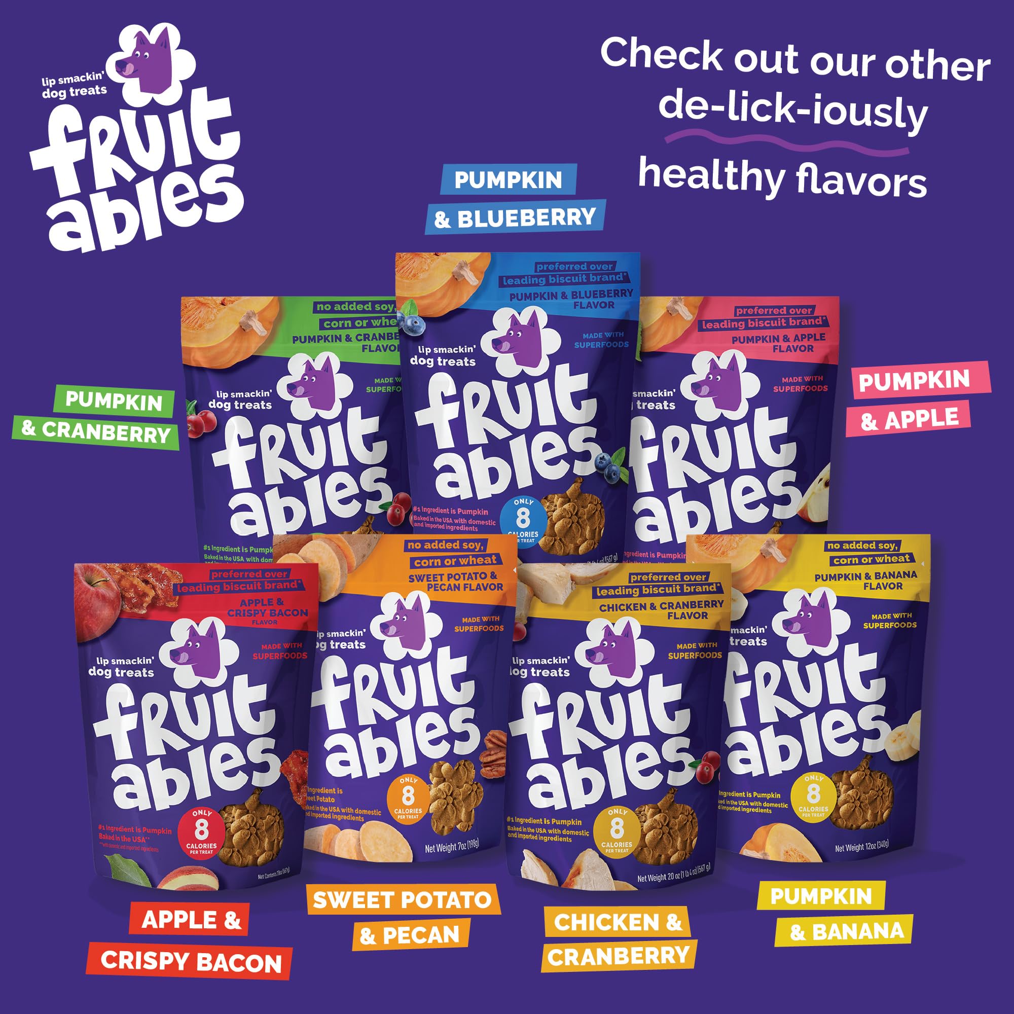 Fruitables Skinny Mini entrenamiento diario, snack bajo en calorías para perros activos.