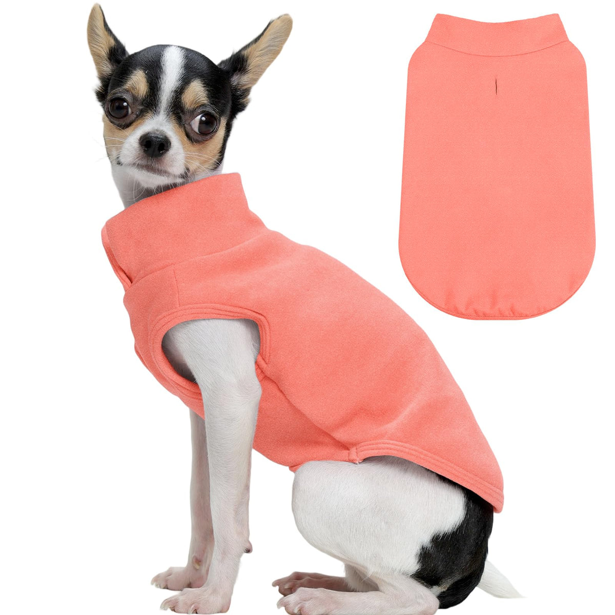 Chaleco polar FUAMEY para perros pequeños, vista frontal, cálido para paseos