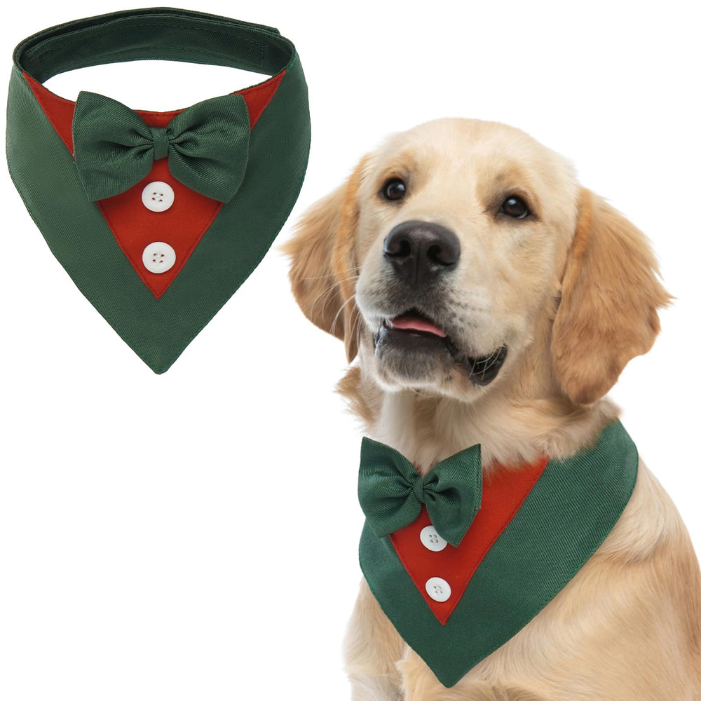 FUAMEY esmoquín para perro grande con pajarita verde, ideal para Navidad