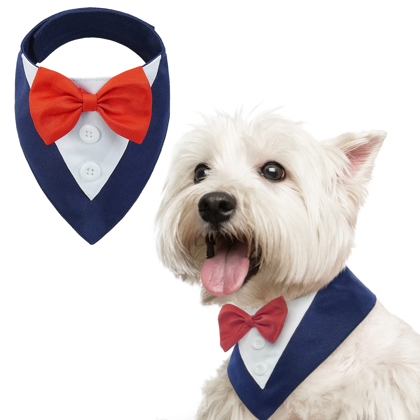 FUAMEY esmoquin azul con pajarita para perro pequeño, ideal para bodas.