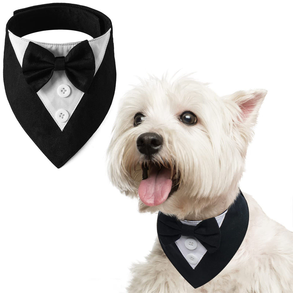 FUAMEY esmoquin para perro pequeño con lazo negro, perfecto para bodas