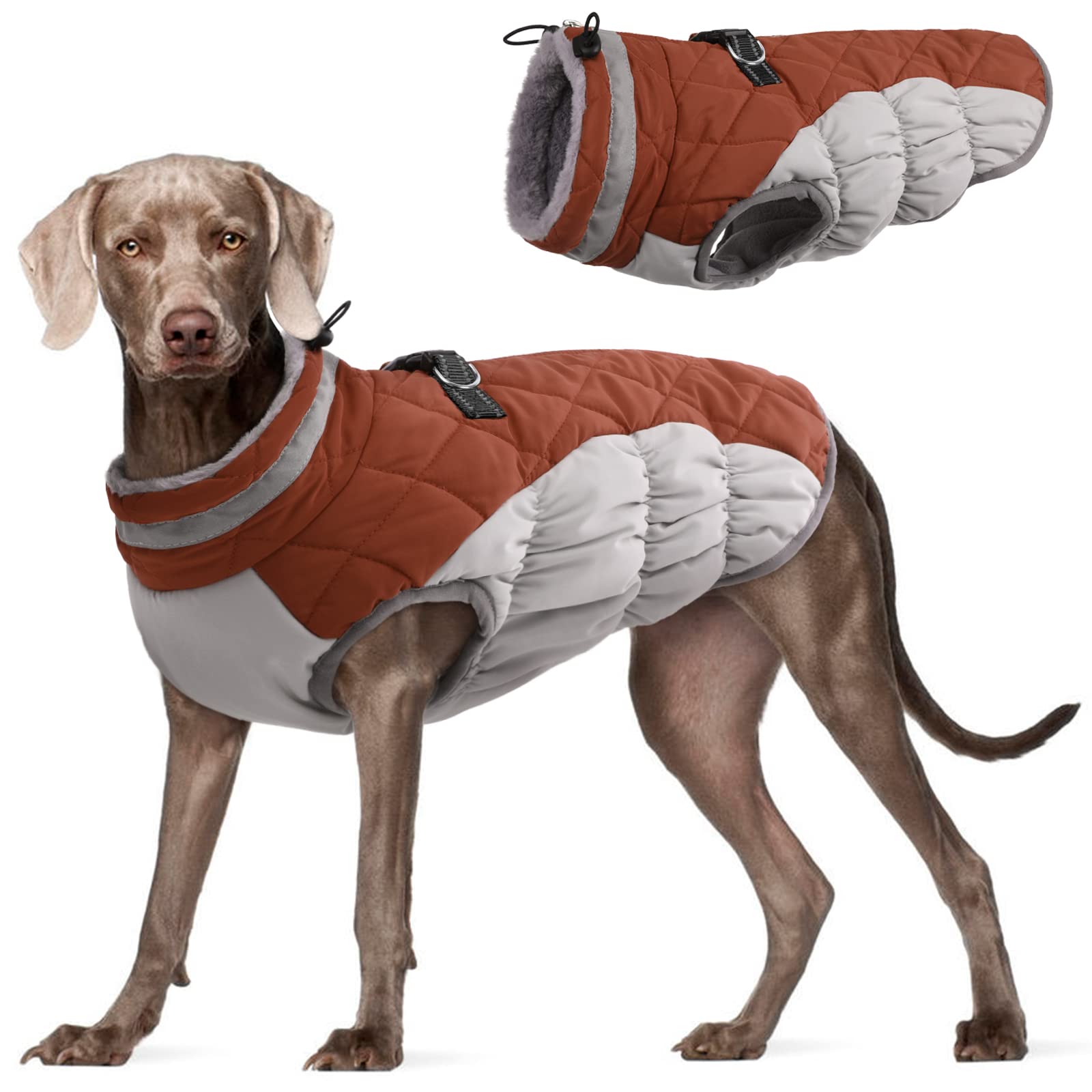 FUAMEY chaqueta para perro grande con arnés integrado, ideal para paseos en frío.