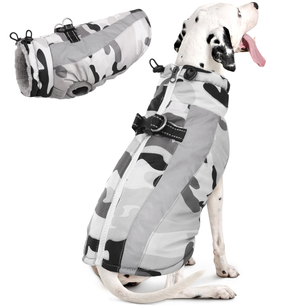 FUAMEY chaqueta de invierno para perro con correa integrada, ideal para paseos con control
