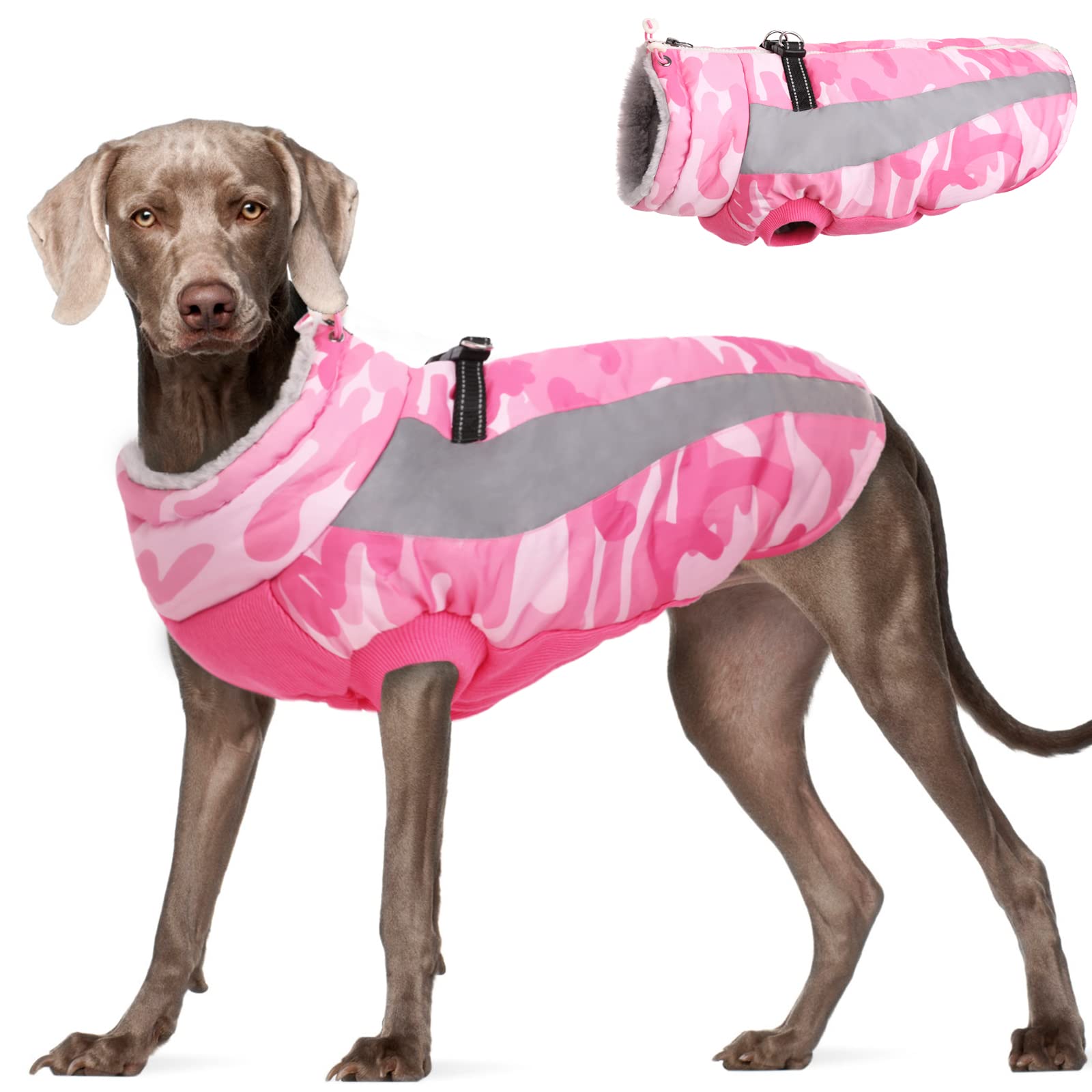 FUAMEY chaqueta para perros con arnés integrado, protección contra lluvia y frío.