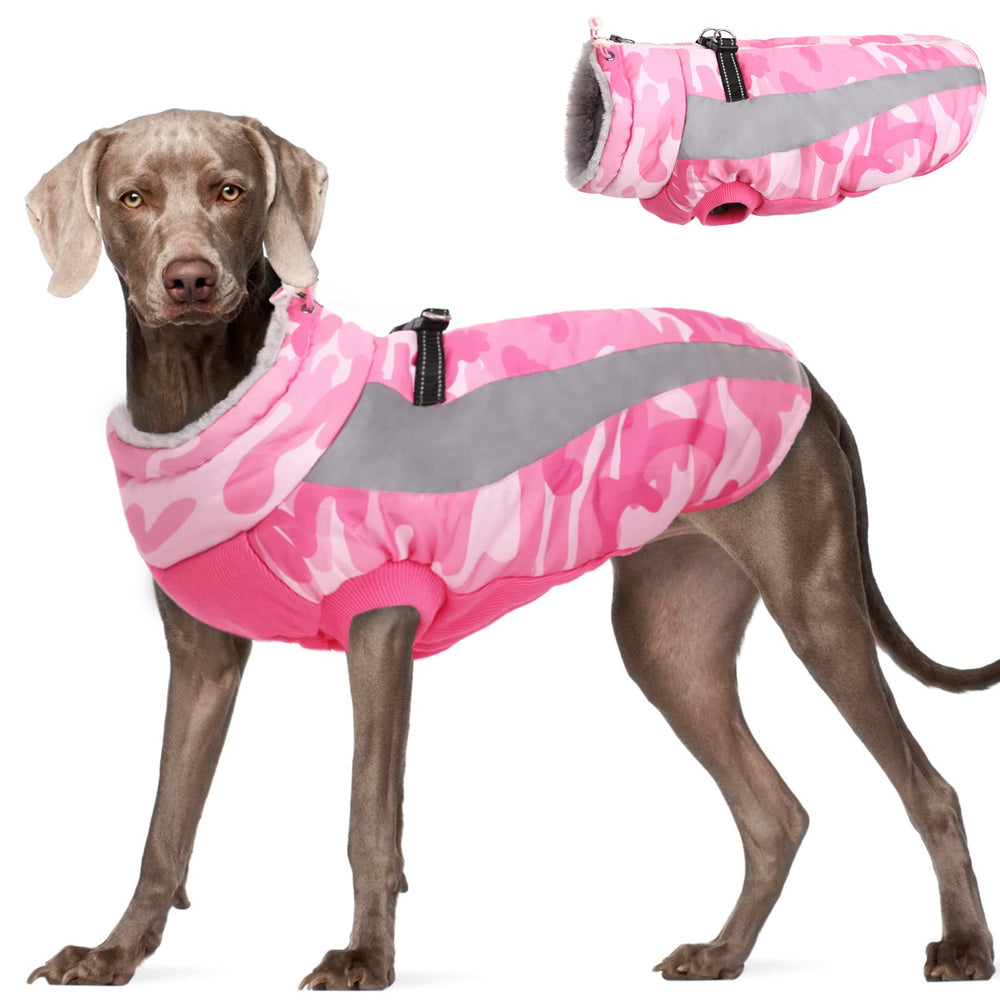 FUAMEY chaqueta para perros con arnés integrado, protección contra lluvia y frío.