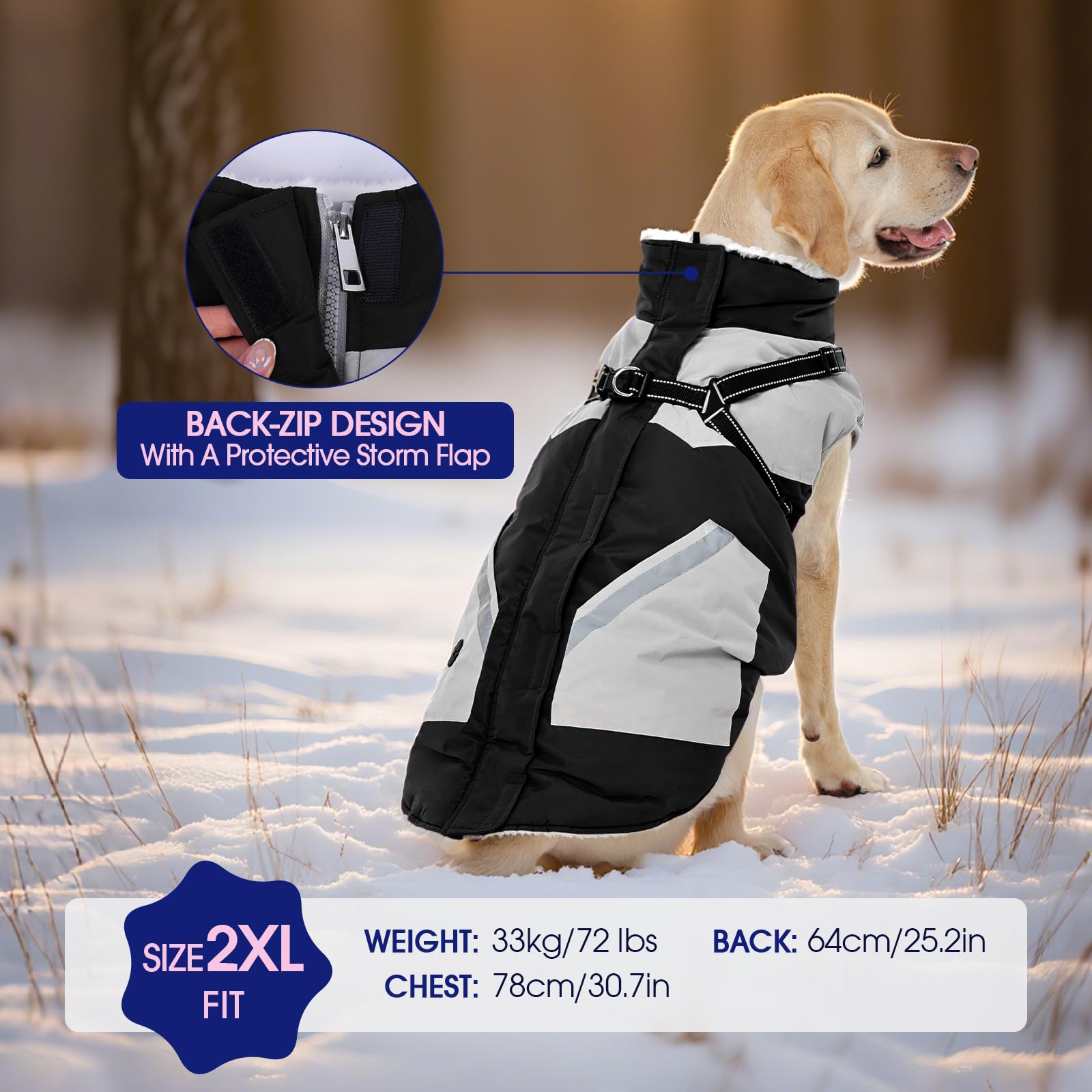 FUAMEY chaqueta-cremallera-trasera con protector antipelos.
