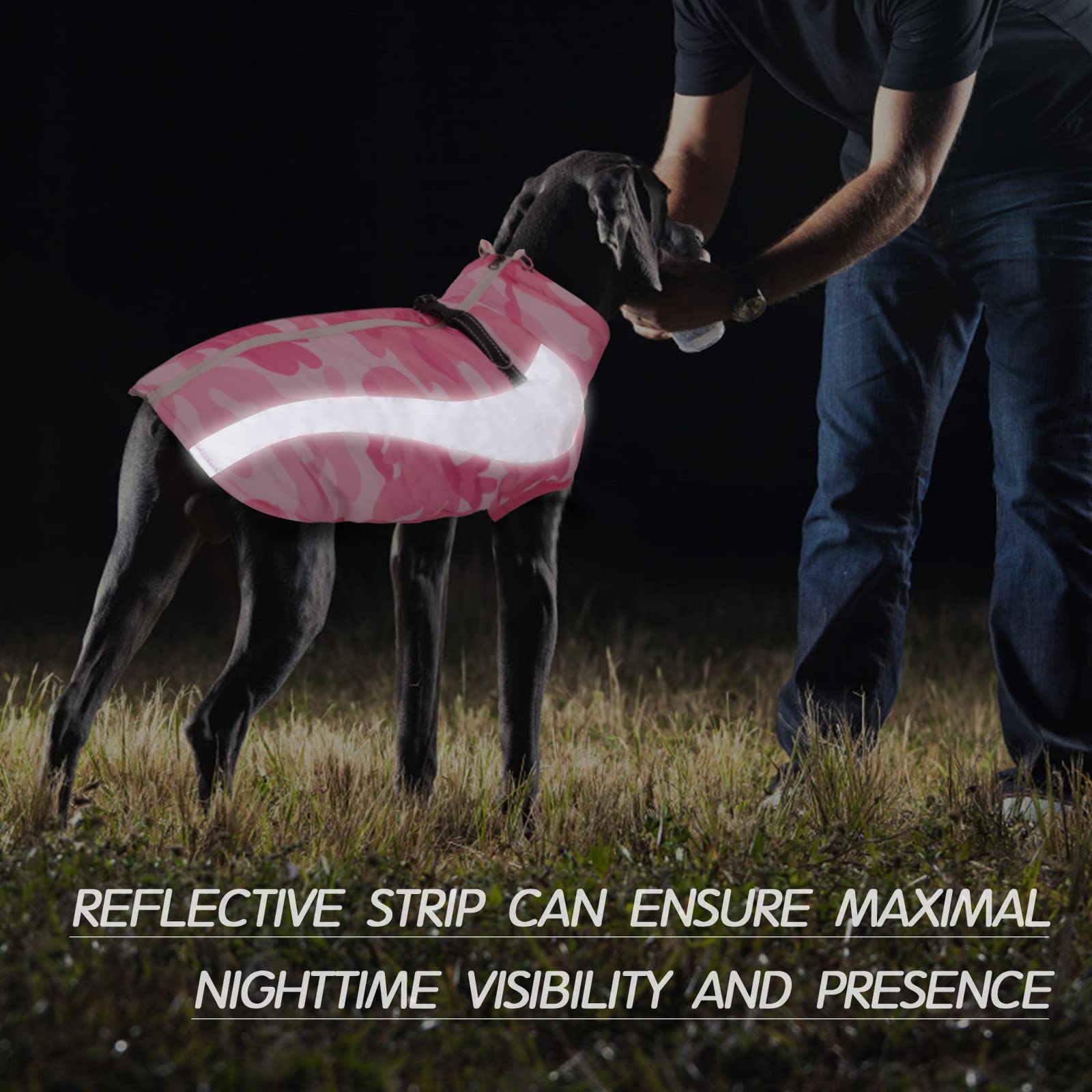 FUAMEY chaqueta canina con tiras reflectantes amplias para mayor visibilidad.