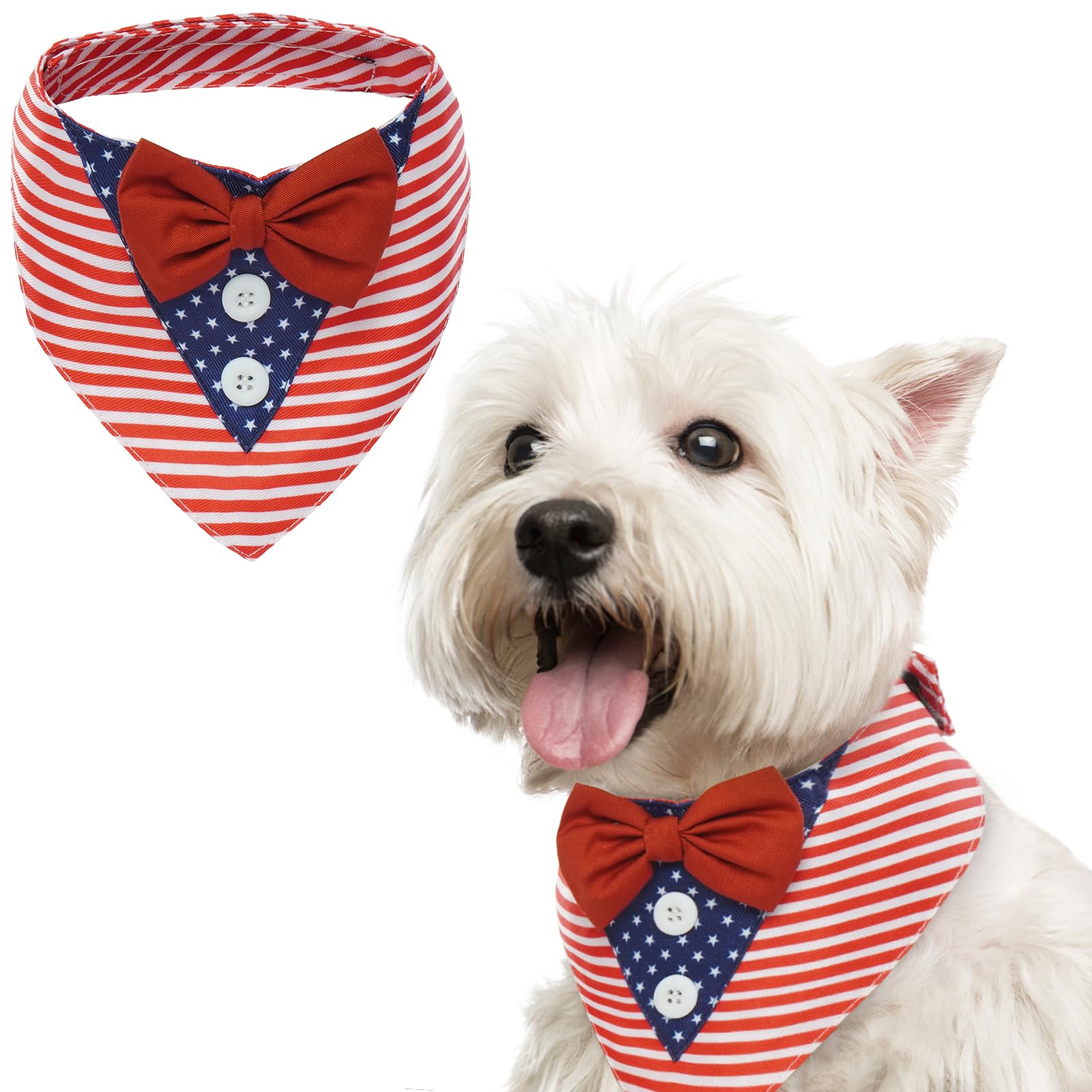 FUAMEY esmoquin canino con bandera frontal, ideal para fiestas del 4 de julio.