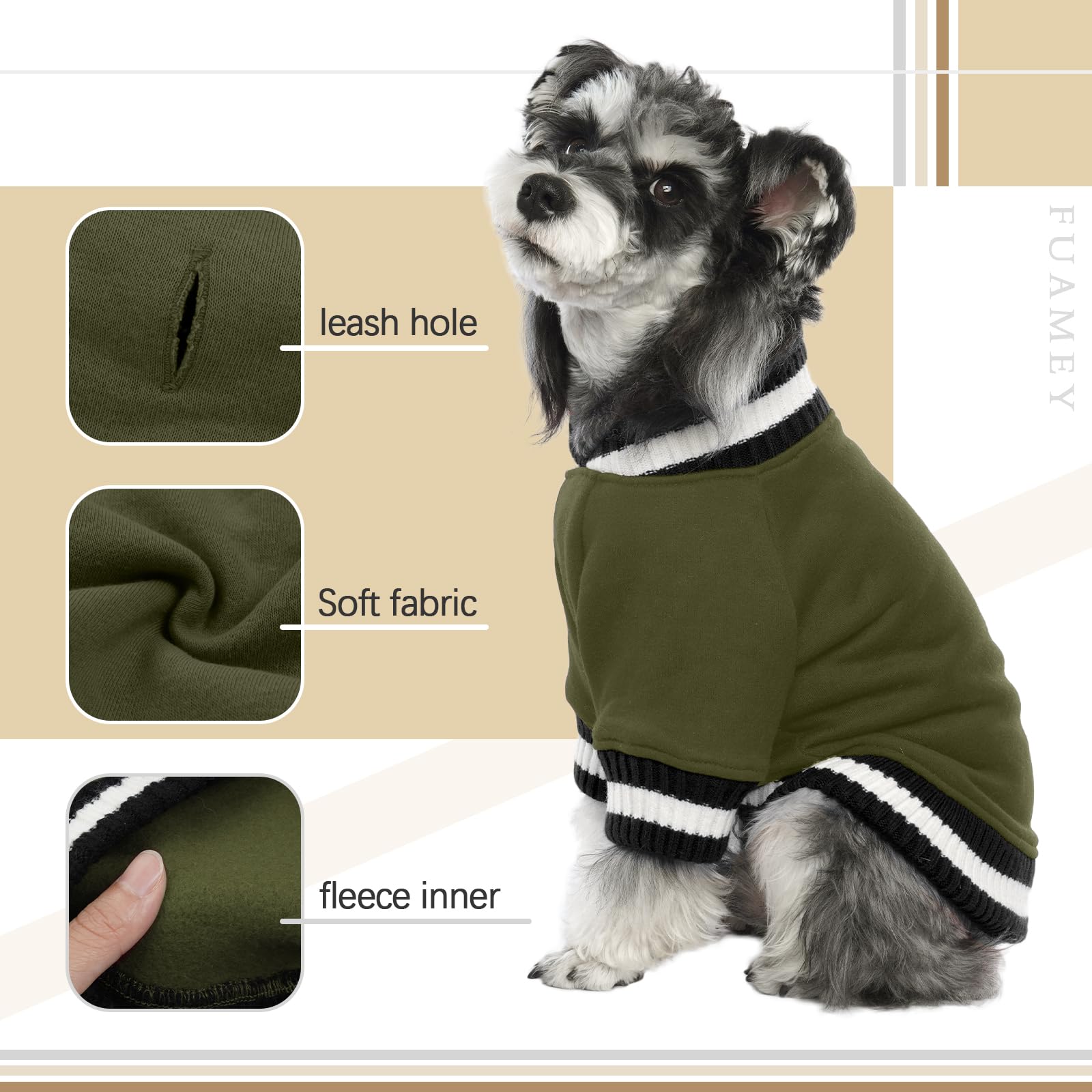 FUAMEY Pullover sudadera para perro tallas disponibles para perros pequeños y medianos.