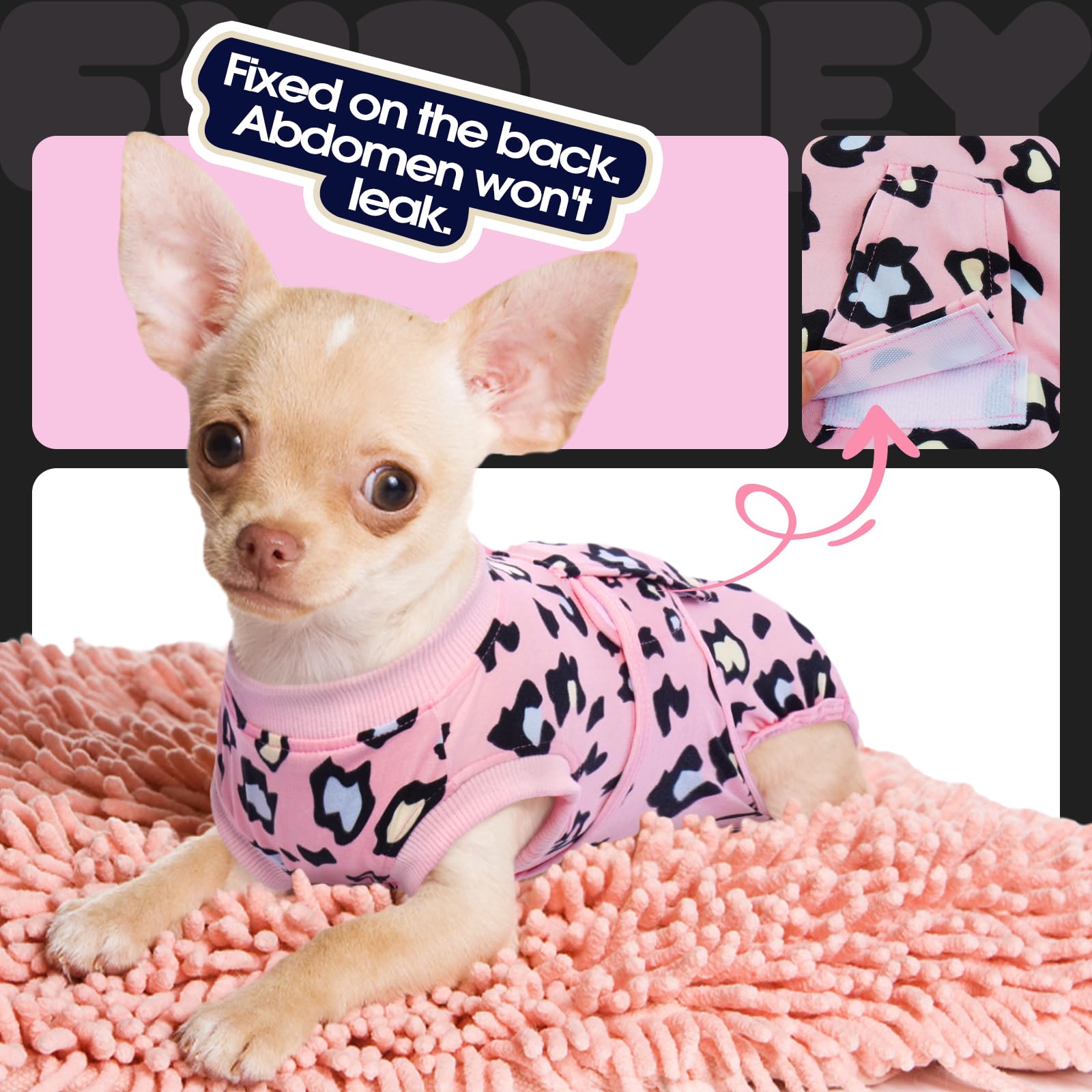 FUAMEY Recovery Suit color rosa leopardo, cómodo de llevar en casa.