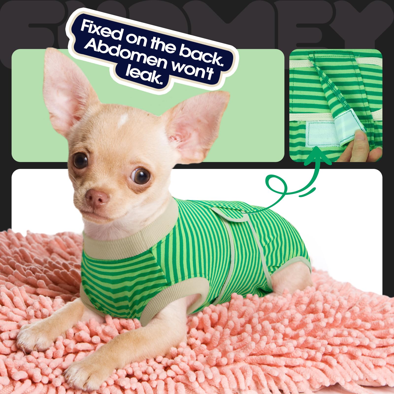 FUAMEY body suit verde listras diseño cómodo que respira.