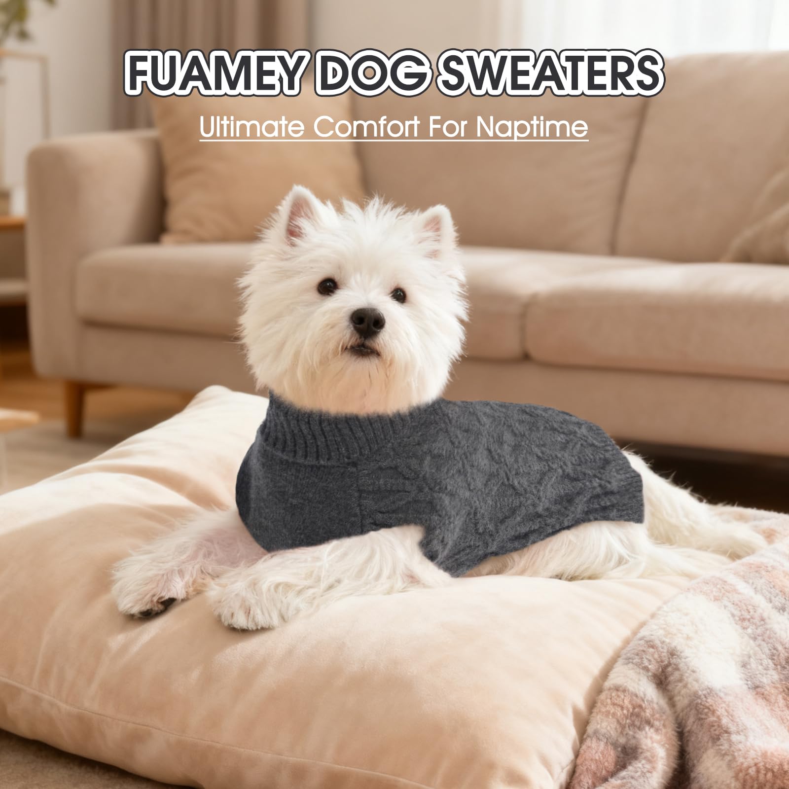 FUAMEY suéter de diseño clásico gris para casa y paseo