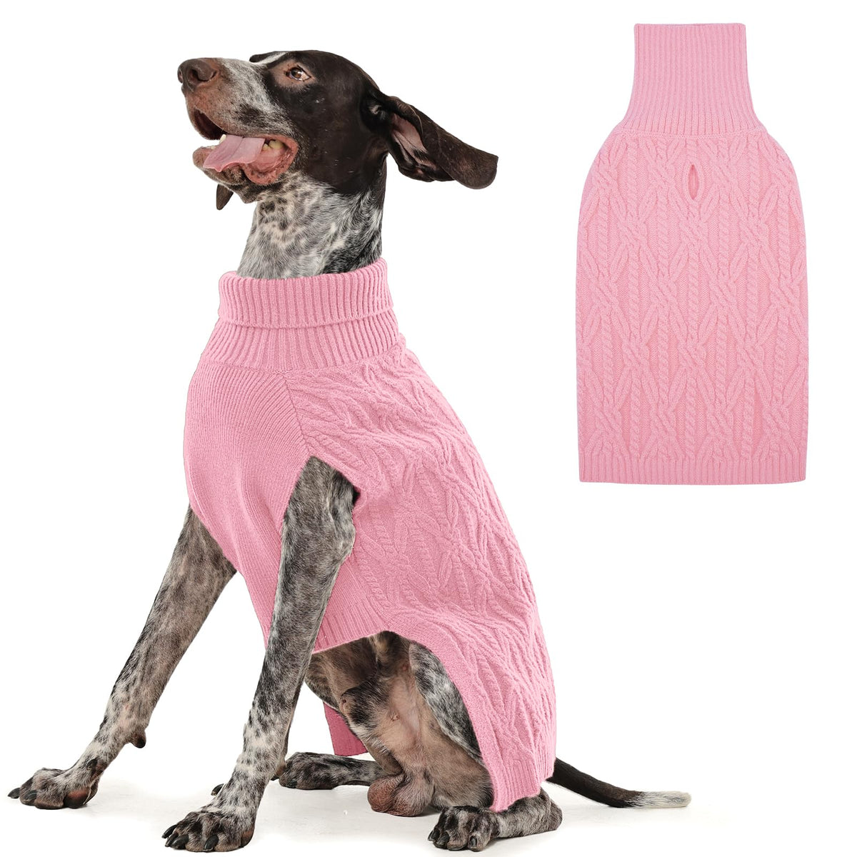 FUAMEY suéter para perros XL en rosa, ideal para paseos fríos.
