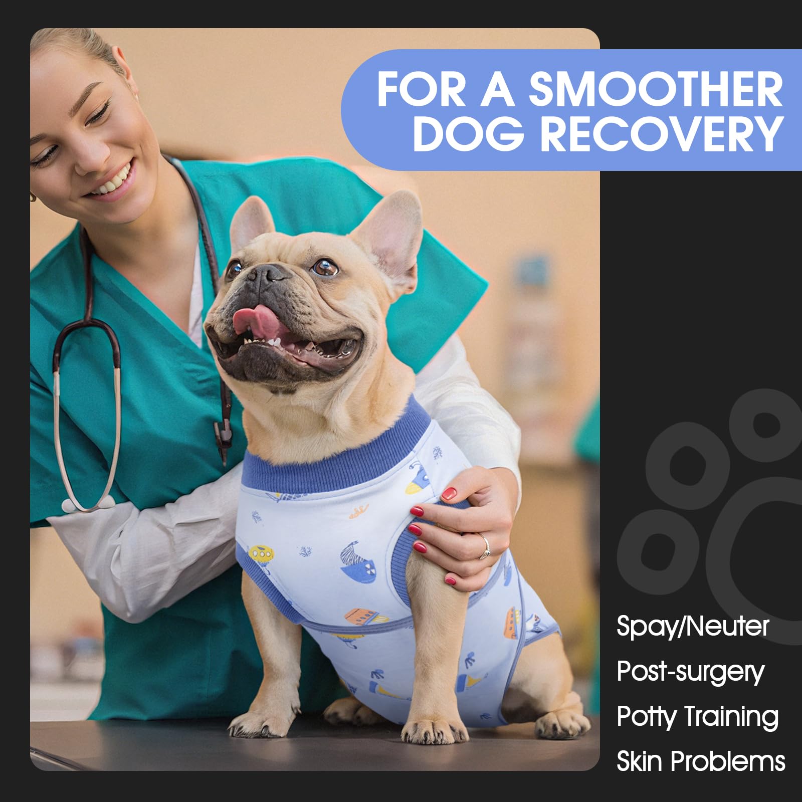 FUAMEY traje quirúrgico para perros, cómodo y ligero para usar en casa.