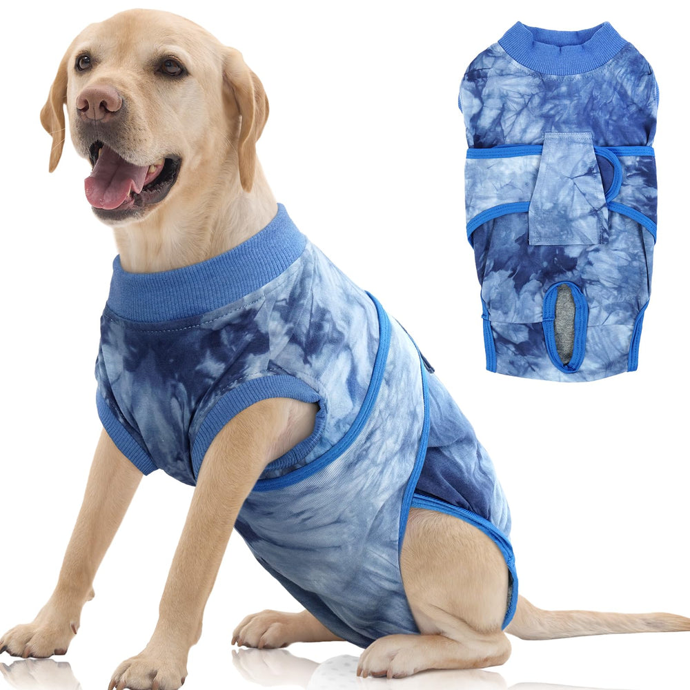 FUAMEY traje de recuperación para perro, imagen general del producto y uso postoperatorio