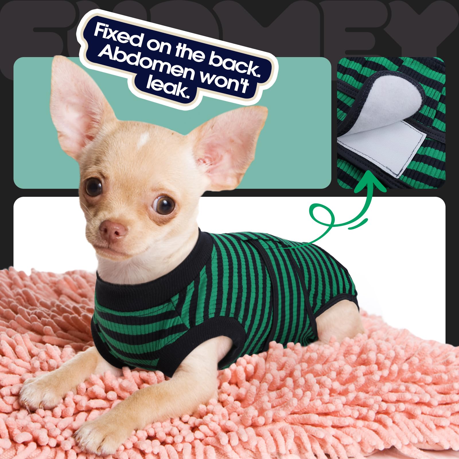 FUAMEY traje de recuperación para perros, movimiento libre, ideal para comer y descansar.